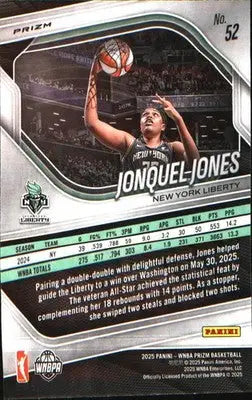 2025 Panini Prizm WNBA Blue Velocity Prizms #52 Jonquel Jones - Basketball Card Single