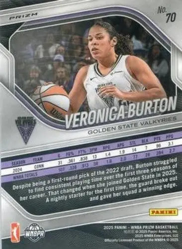 2025 Panini Prizm WNBA Blue Velocity Prizms #70 Veronica Burton NM Near ID:83685 - Basketball Card Single