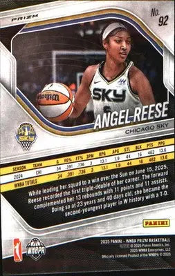 2025 Panini Prizm WNBA Blue Velocity Prizms #92 Angel Reese - Basketball Card Single