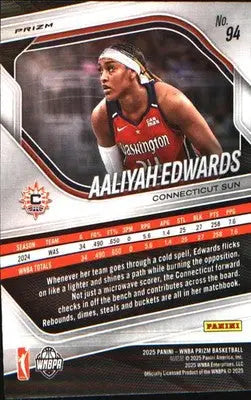 2025 Panini Prizm WNBA Blue Velocity Prizms #94 Aaliyah Edwards - Basketball Card Single