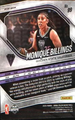 2025 Panini Prizm WNBA Blue Velocity Prizms #99 Monique Billings - Basketball Card Single