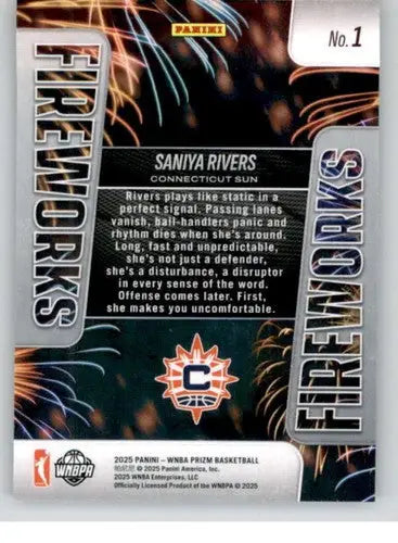 2025 Panini Prizm WNBA Fireworks #1 Saniya Rivers NM-MT ID:82432 - Basketball Card Single