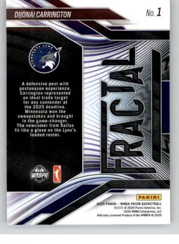 2025 Panini Prizm WNBA Fractal #1 DiJonai Carrington NM Near Mint ID:83666 - Basketball Card Single
