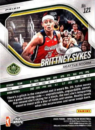 2025 Panini Prizm WNBA Green Prizms #121 Brittney Sykes NM Near Mint ID:83673 - Basketball Card Single