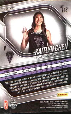 2025 Panini Prizm WNBA Green Prizms #143 Kaitlyn Chen - Basketball Card Single