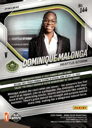 2025 Panini Prizm WNBA Green Prizms #144 Dominique Malonga NM Near Mint ID:83675 - Basketball Card Single