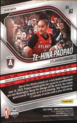 2025 Panini Prizm WNBA Green Prizms #61 Te-Hina Paopao - Basketball Card Single