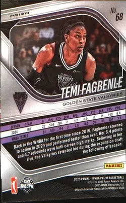 2025 Panini Prizm WNBA Green Prizms #68 Temi Fagbenle - Basketball Card Single
