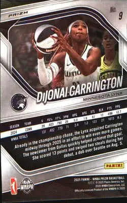 2025 Panini Prizm WNBA Green Prizms #9 DiJonai Carrington