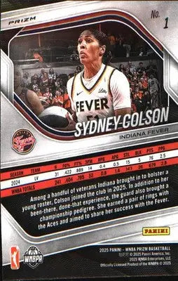 2025 Panini Prizm WNBA Ice Prizm #1 Sydney Colson - Basketball Card Single
