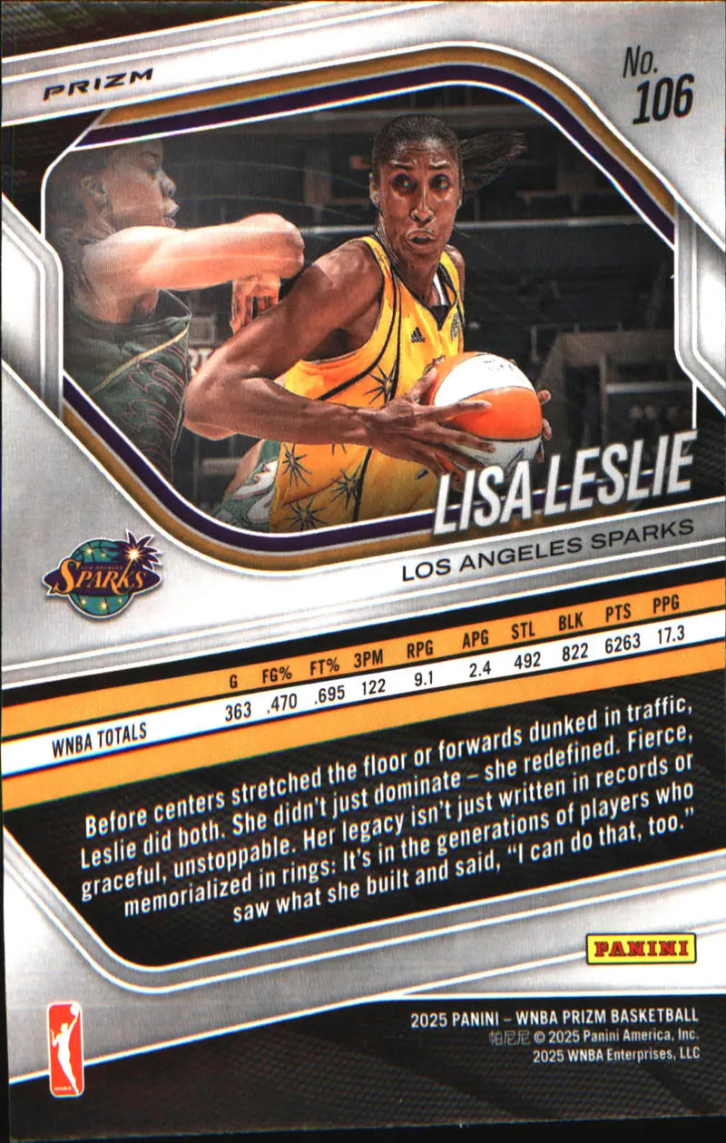 2025 Panini Prizm WNBA Ice Prizm #106 Lisa Leslie - Basketball Card Single