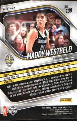 2025 Panini Prizm WNBA Ice Prizm #138 Maddy Westbeld - Basketball Card Single