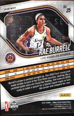 2025 Panini Prizm WNBA Ice Prizm #25 Rae Burrell - Basketball Card Single