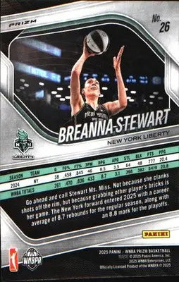 2025 Panini Prizm WNBA Ice Prizm #26 Breanna Stewart - Basketball Card Single