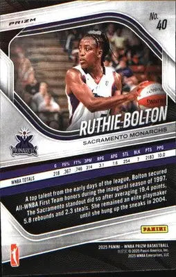 2025 Panini Prizm WNBA Ice Prizm #40 Ruthie Bolton - Basketball Card Single