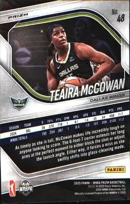 2025 Panini Prizm WNBA Ice Prizm #48 Teaira McCowan - Basketball Card Single