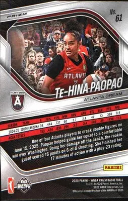 2025 Panini Prizm WNBA Ice Prizm #61 Te-Hina Paopao - Basketball Card Single