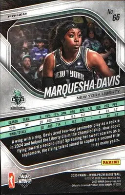 2025 Panini Prizm WNBA Ice Prizm #66 Marquesha Davis - Basketball Card Single