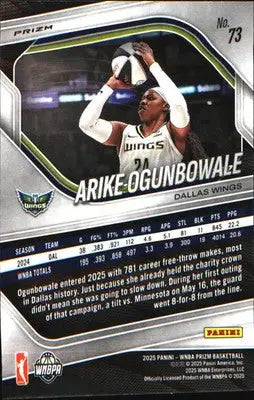 2025 Panini Prizm WNBA Ice Prizm #73 Arike Ogunbowale - Basketball Card Single