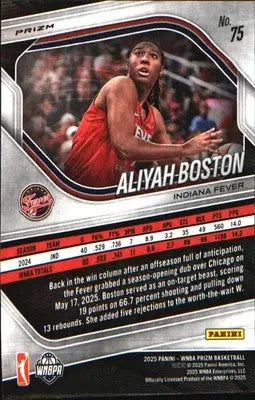 2025 Panini Prizm WNBA Ice Prizm #75 Aliyah Boston - Basketball Card Single