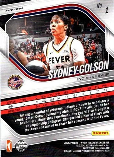 2025 Panini Prizm WNBA Ice Prizms #1 Sydney Colson NM Near Mint ID:83616 - Basketball Card Single
