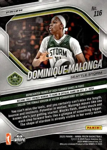 2025 Panini Prizm WNBA Ice Prizms #116 Dominique Malonga NM Near Mint ID:83649 - Basketball Card Single