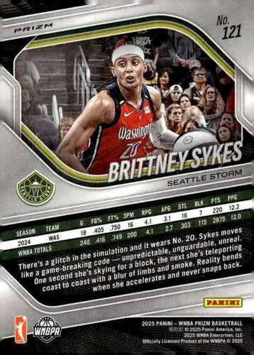 2025 Panini Prizm WNBA Ice Prizms #121 Brittney Sykes NM Near Mint ID:83651 - Basketball Card Single