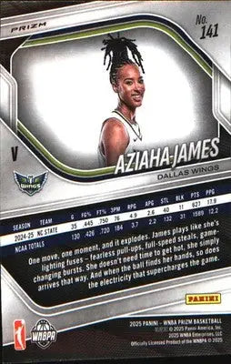 2025 Panini Prizm WNBA Ice Prizms #141 Aziaha James - Basketball Card Single