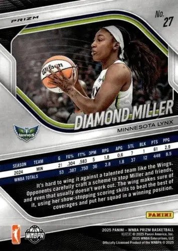 2025 Panini Prizm WNBA Ice Prizms #27 Diamond Miller NM Near Mint Incor ID:83624 - Basketball Card Single