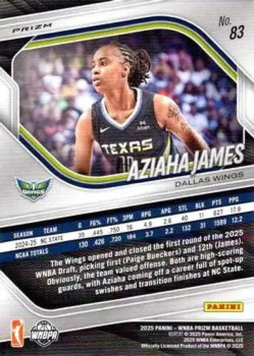 2025 Panini Prizm WNBA Ice Prizms #83 Aziaha James NM Near Mint ID:83639 - Basketball Card Single