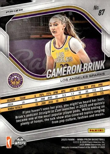 2025 Panini Prizm WNBA Ice Prizms #87 Cameron Brink NM Near Mint ID:83641 - Basketball Card Single