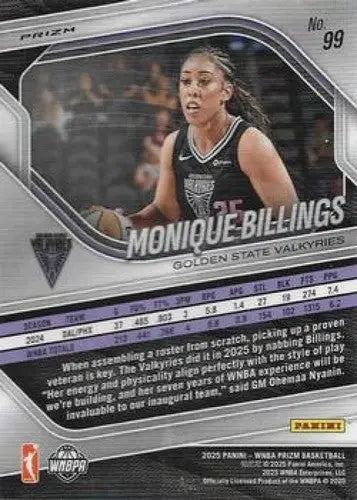 2025 Panini Prizm WNBA Ice Prizms #99 Monique Billings NM Near Mint ID:83643 - Basketball Card Single