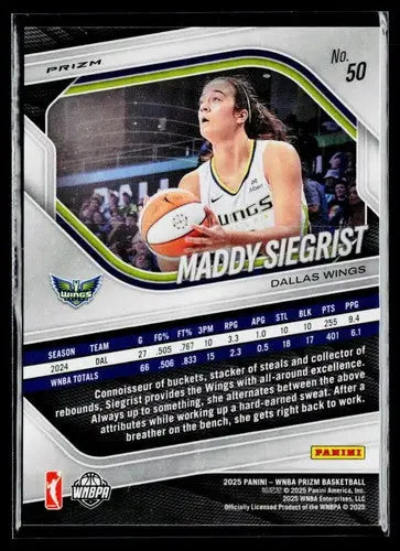 2025 Panini Prizm WNBA Silver Prizms #50 Maddy Siegrist NM Near Mint ID:83661 - Basketball Card Single