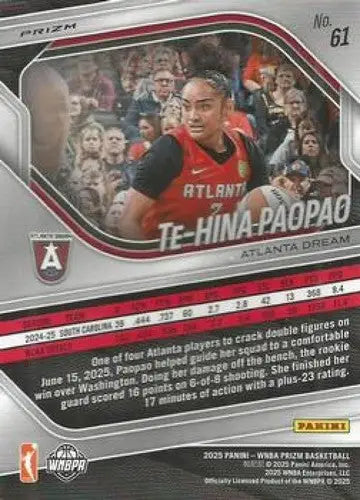 2025 Panini Prizm WNBA Silver Prizms #61 Te-Hina Paopao NM Near Mint ID:83663 - Basketball Card Single