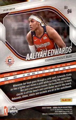 2025 Panini Prizm WNBA Silver Prizms #94 Aaliyah Edwards