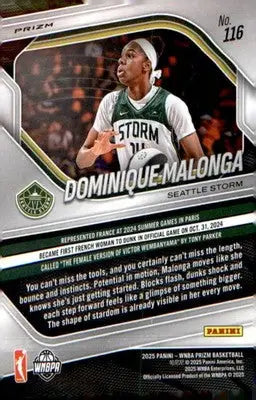 2025 Panini Prizm WNBA White Seismic Prizms #116 Dominique Malonga - Basketball Card Single