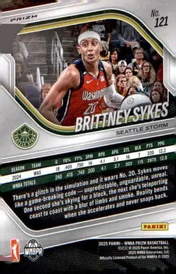 2025 Panini Prizm WNBA White Seismic Prizms #121 Brittney Sykes - Basketball Card Single