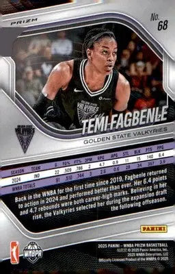 2025 Panini Prizm WNBA White Seismic Prizms #68 Temi Fagbenle - Basketball Card Single