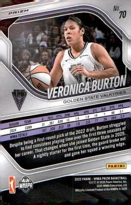 2025 Panini Prizm WNBA White Seismic Prizms #70 Veronica Burton - Basketball Card Single