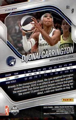 2025 Panini Prizm WNBA White Seismic Prizms #9 DiJonai Carrington - Basketball Card Single