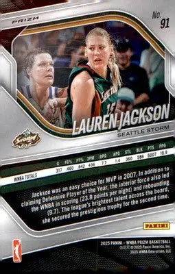 2025 Panini Prizm WNBA White Seismic Prizms #91 Lauren Jackson - Basketball Card Single