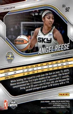 2025 Panini Prizm WNBA White Seismic Prizms #92 Angel Reese - Basketball Card Single