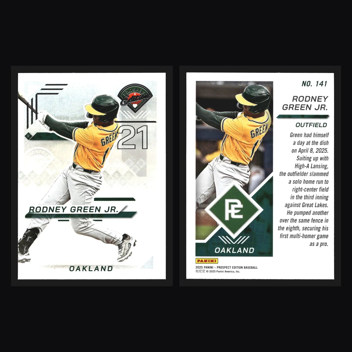 2025 Panini Prospect Edition #141 Rodney Green Jr Athletics - Baseball Card Single