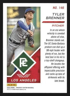2025 Panini Prospect Edition #146 Tyler Bremner LA Angels - Baseball Card Single