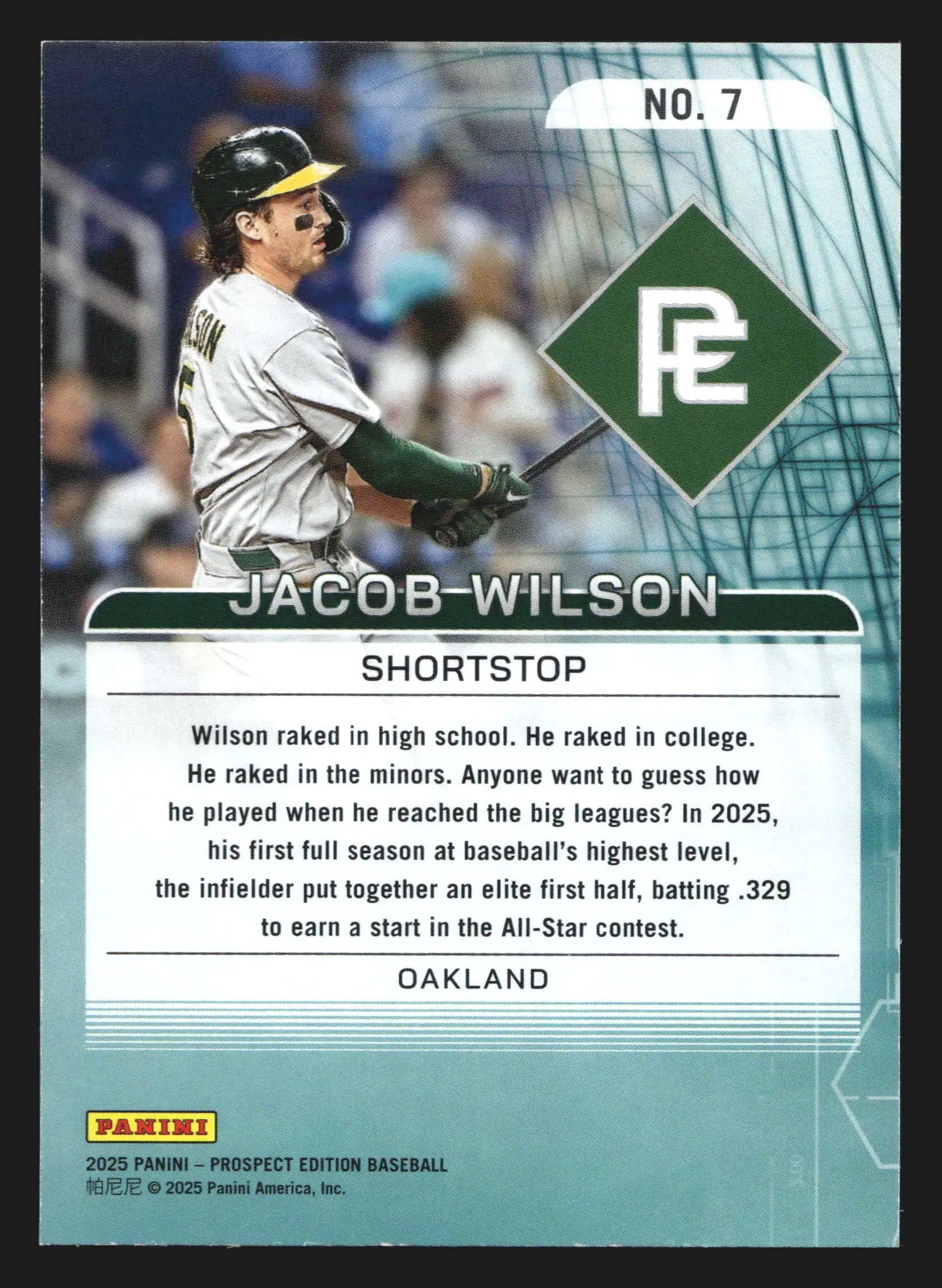 2025 Panini Prospect Edition #7 Jacob Wilson 20-80 Scale Blue /99 Athletics - Baseball Card Single