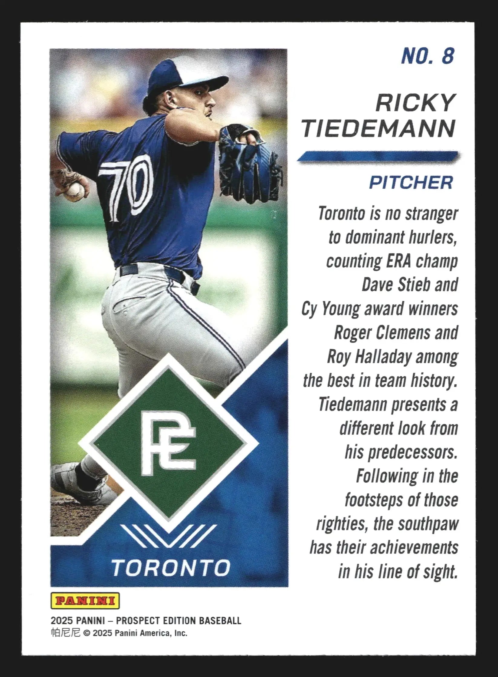 2025 Panini Prospect Edition #8 Ricky Tiedemann Toronto