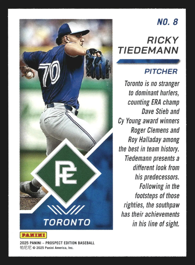 2025 Panini Prospect Edition #8 Ricky Tiedemann Toronto