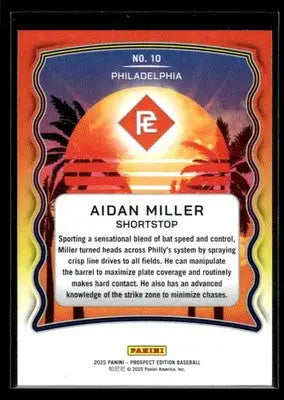 2025 Panini Prospect Edition Aidan Miller #10 Prepping for the Pros Phillies - Baseball Card Single