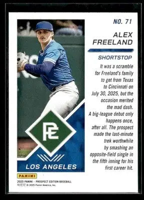 2025 Panini Prospect Edition Alex Freeland #71 Los Angeles Dodgers - Baseball Card Single