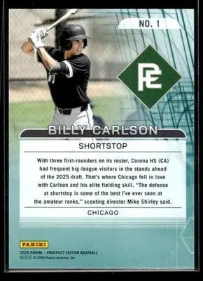 2025 Panini Prospect Edition Billy Carlson #1 20-80 Scale Chicago White Sox - Baseball Card Single